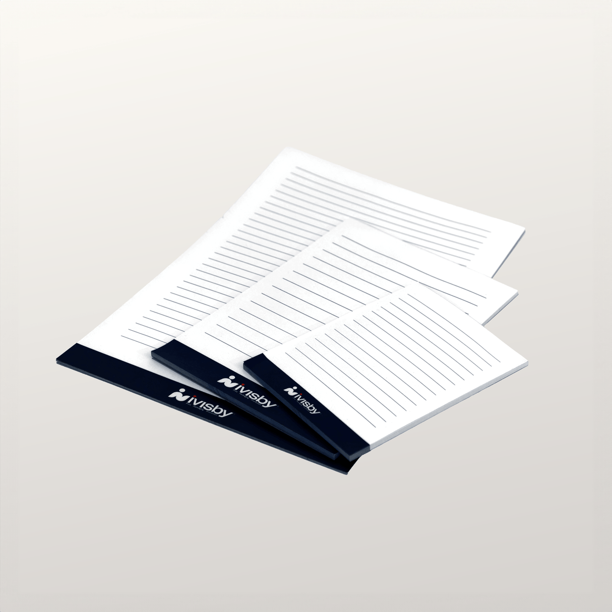 Anteckningsblock i 3 olika format, A4, A5 och A6.