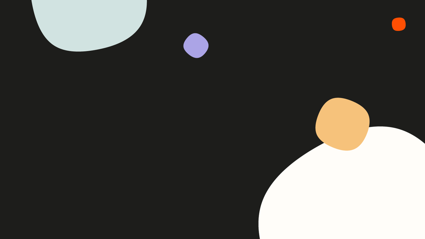 Ivisby grafisk profil design bakgrund, turkos stor prick överst vänster, lila pick, orange prick, gul prick, vit prick på svart bakgrund.